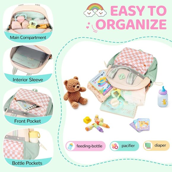 Toddler Backpack for Girls Boys Mini Diaper Bag for Preschool Travel - Picture 4 of 8